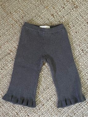 Zara Kids Ribbed Knit Pants in Charcoal Gray